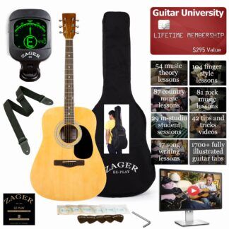 Easy Play No Sore Fingers Acoustic Guitar Package 41 inch Full Size